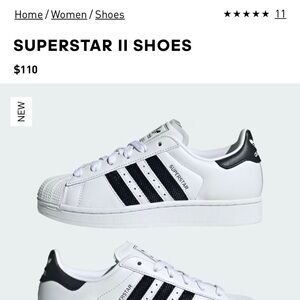 EUC WOMEN’s Adidas Superstar II White Black Sneakers